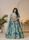 Kf 492 Sky Blue Banarasi Silk Indian Bridal Lehenga Wholesale Online